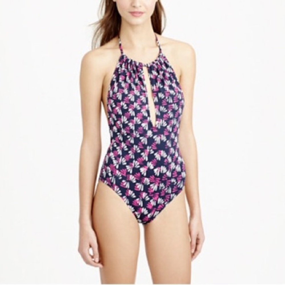 J.Crew print gathered halter swim suit | 8